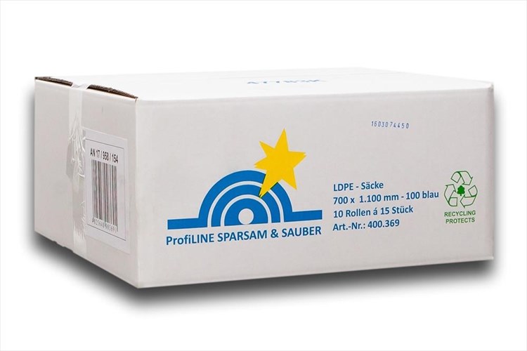 Karton mit  LDPE-Müllsack blau